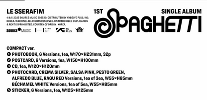 [PRE ORDER] LE SSERAFIM- SPAGHETTI (COMPACT VER)