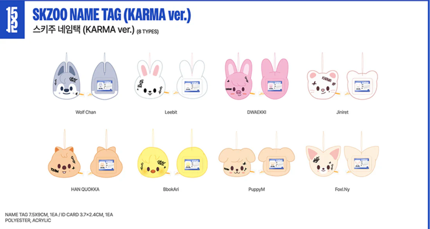 [PRE ORDER] STRAY KIDS - KARMA POP UP STORE OFICIAL SKZOO MD NAME TAG (KARMA VER)