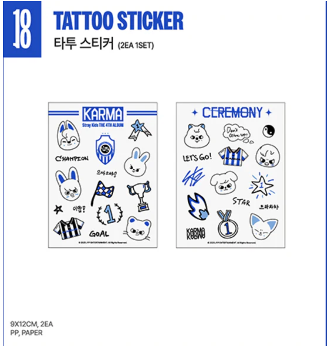 [PRE ORDER] STRAY KIDS - KARMA POP UP STORE OFICIAL SKZOO MD TATTOO STICKER