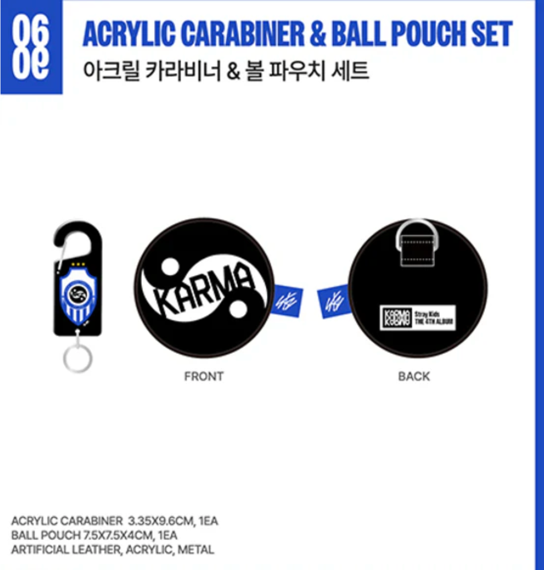 [PRE ORDER] STRAY KIDS - KARMA POP UP STORE OFICIAL SKZOO MD ACRYLIC CARABINER & BALL POUCH SET