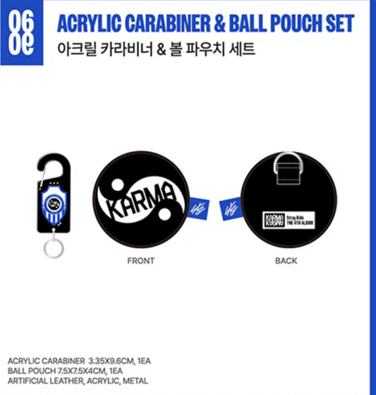 [PRE ORDER] STRAY KIDS - KARMA POP UP STORE OFICIAL SKZOO MD ACRYLIC CARABINER & BALL POUCH SET