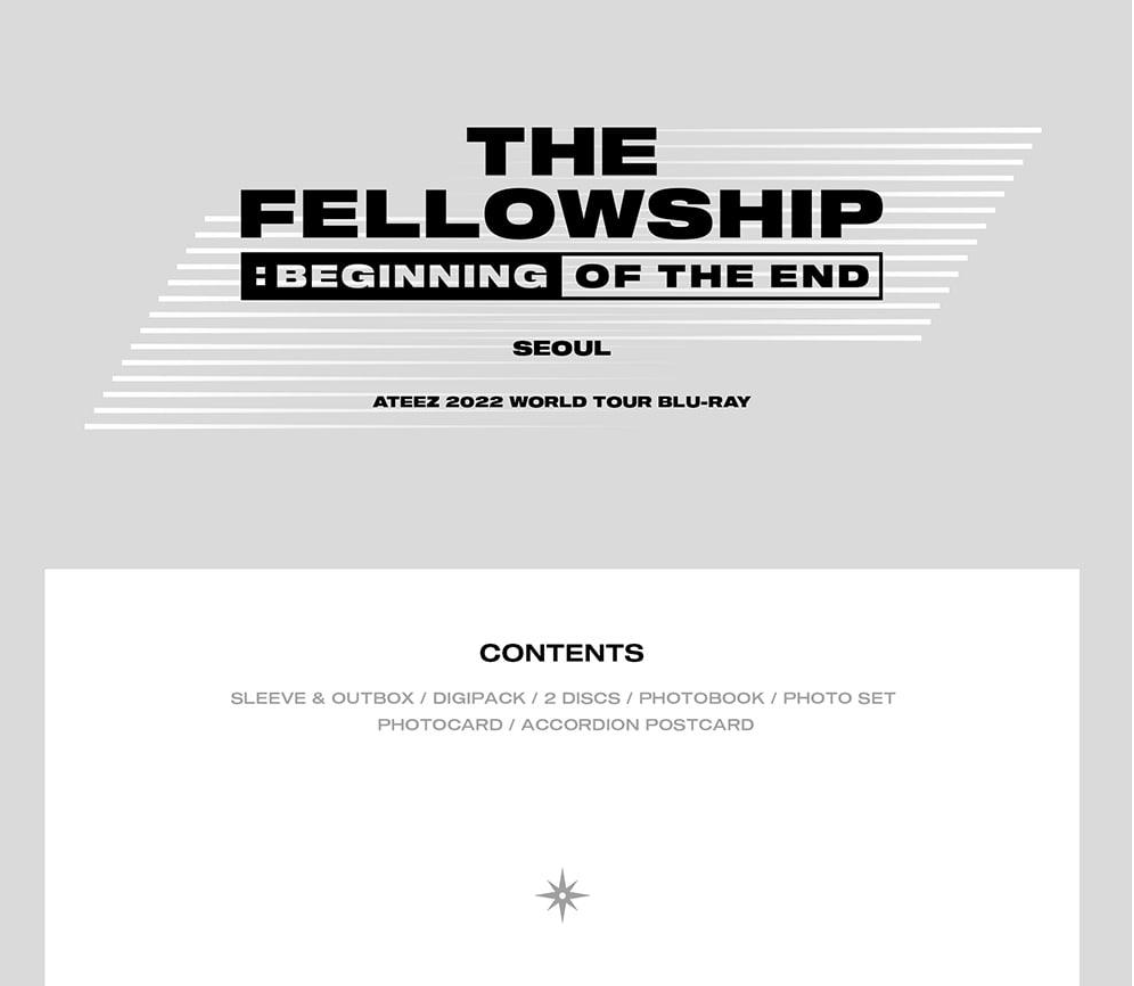 ATEEZ - THE FELLOWSHIP: BEGINNING OF THE END 2022 WORLD TOUR BLU-RAY