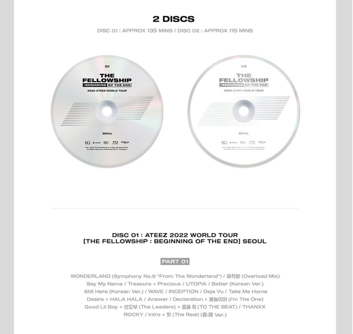 ATEEZ - THE FELLOWSHIP: BEGINNING OF THE END 2022 WORLD TOUR BLU-RAY