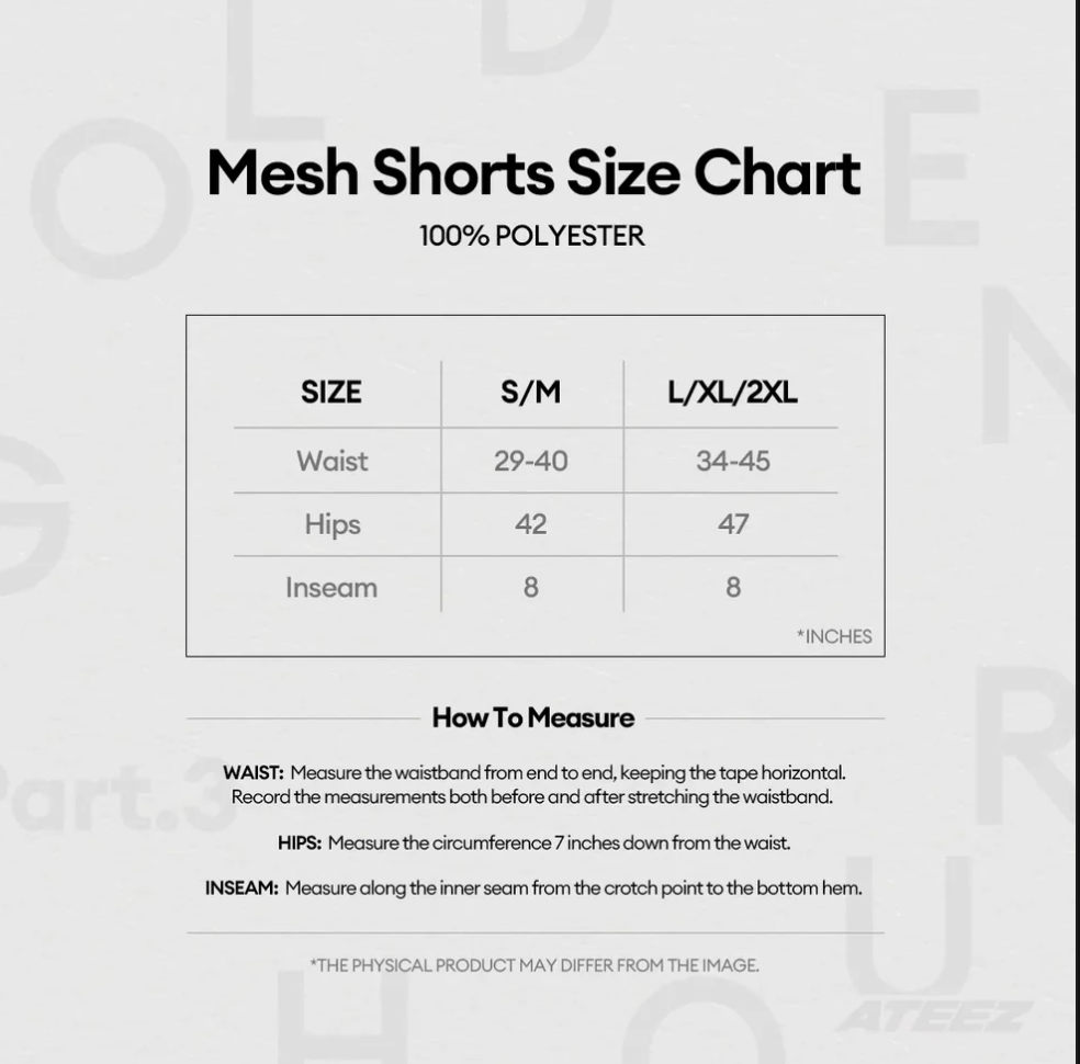 [PRE ORDER] ATEEZ - GOLDEN HOUR Part.3 - Mesh Shorts