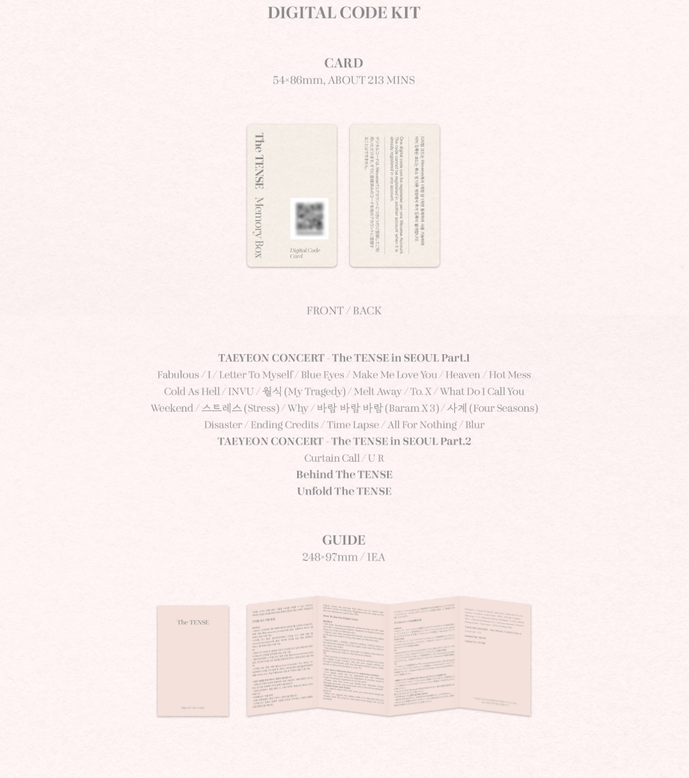 [PRE-ORDER] TAEYEON CONCERT THE TENSE MEMORY BOX DIGITAL CODE