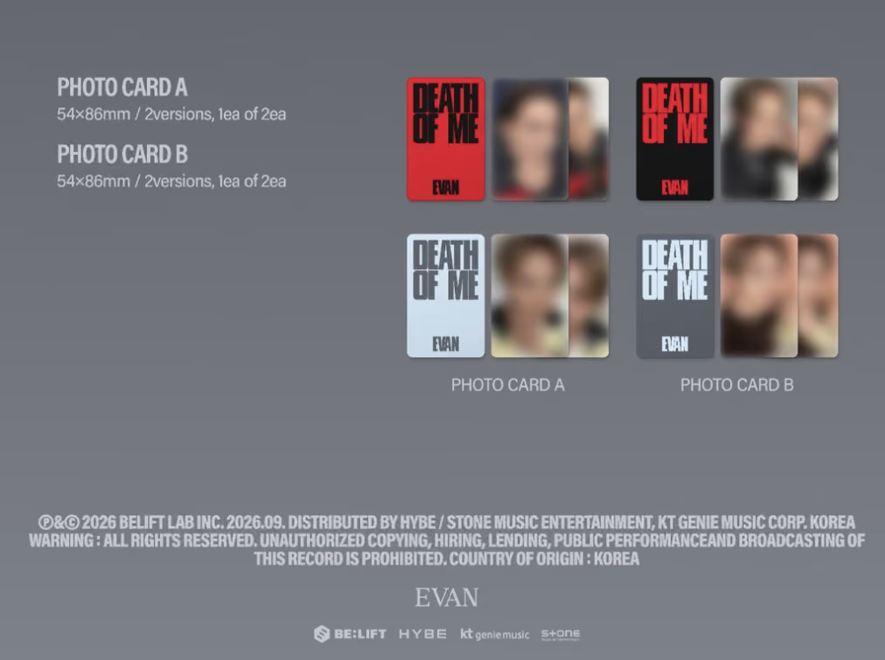 [PRE-ORDER] EVAN - DEATH OF ME (PHOTOBOOK)