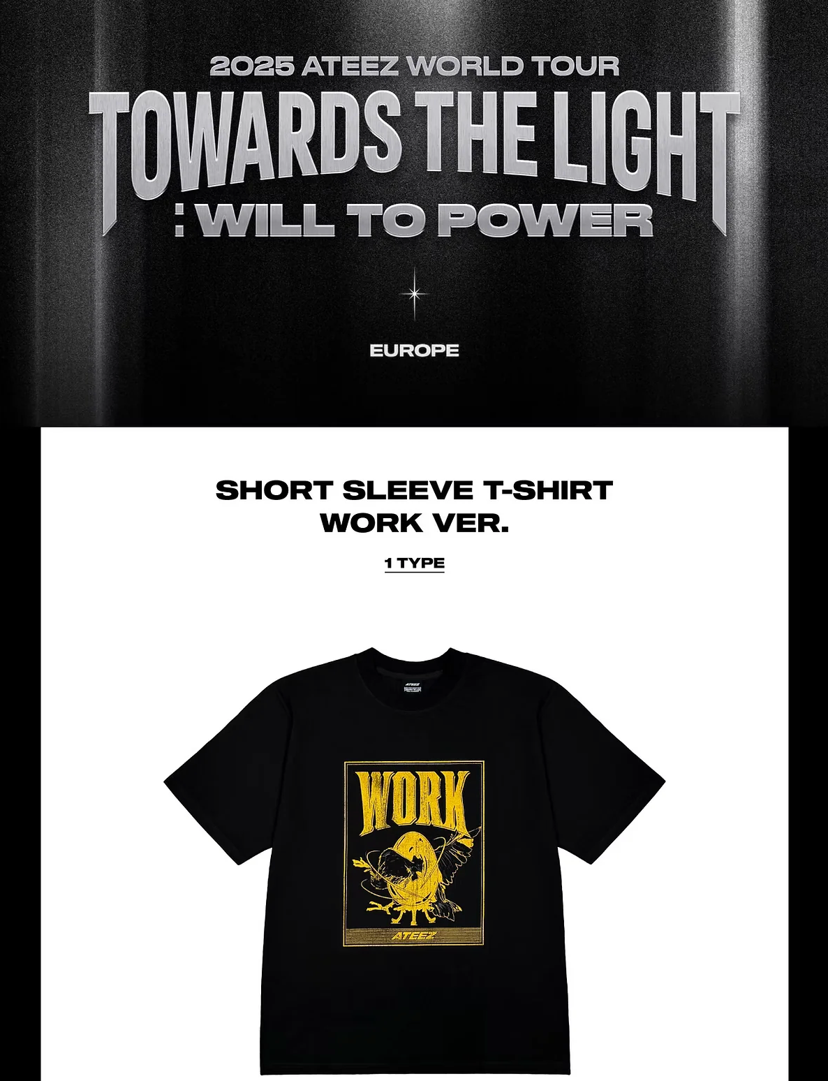 [PRE ORDER] ATEEZ - SHORT SLEEVE T-SHIRT WORK VER