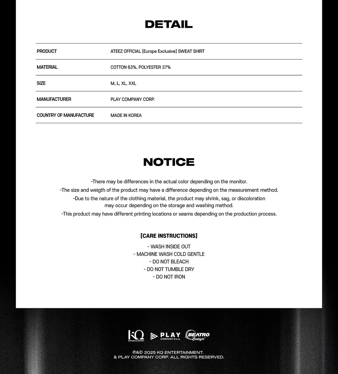 [PRE ORDER] ATEEZ - SWEAT SHIRT