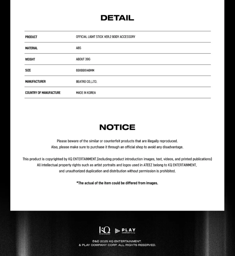 [PRE ORDER] ATEEZ - OFFICIAL LIGHT STICK BODY ACCESSORY VER.2