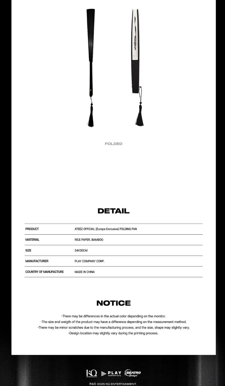 [PRE ORDER] ATEEZ - FOLDING FAN