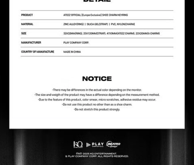 [PRE ORDER] ATEEZ - SHOE CHARM KEYRING