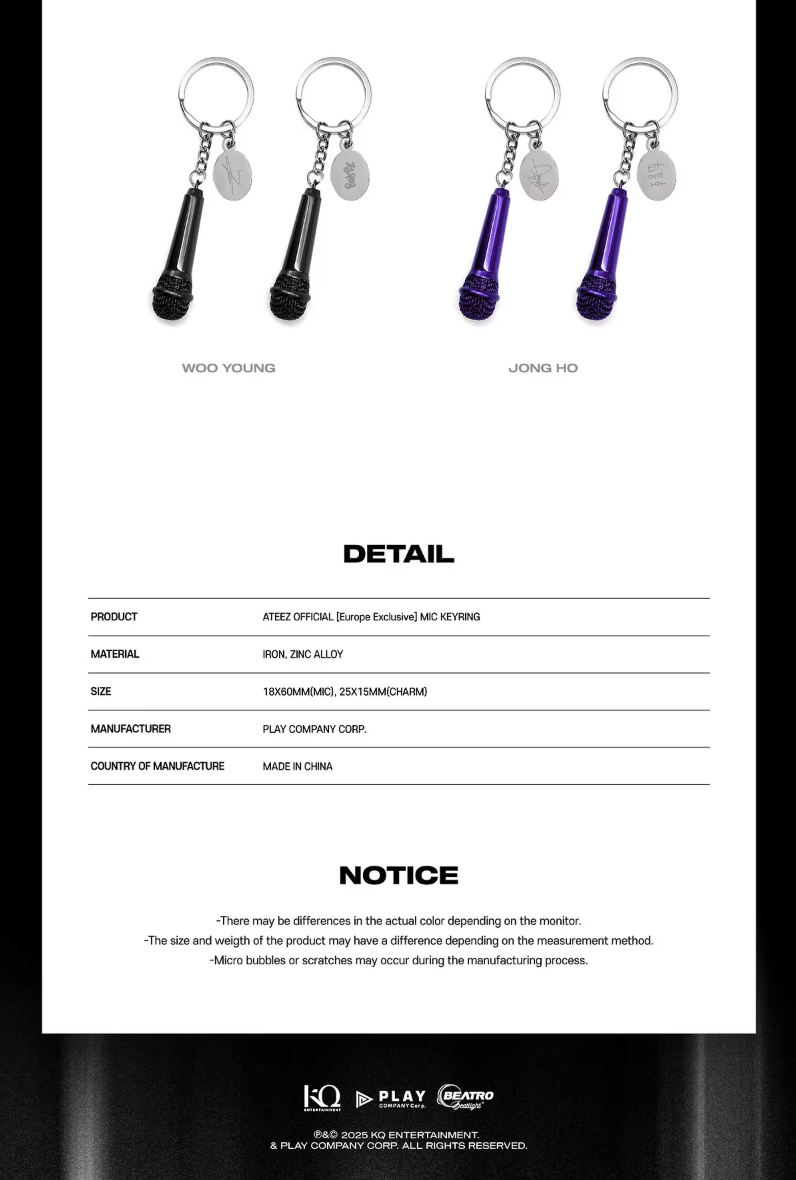 [PRE ORDER] ATEEZ - MIC KEYRING